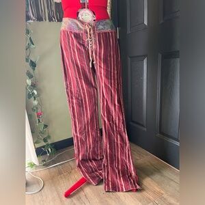 Vintage striped lace up bell bottoms
